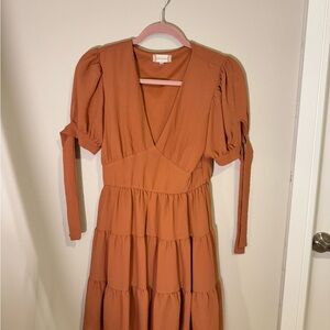 Altar'd State Rust Puff Sleeve Mini Dress
